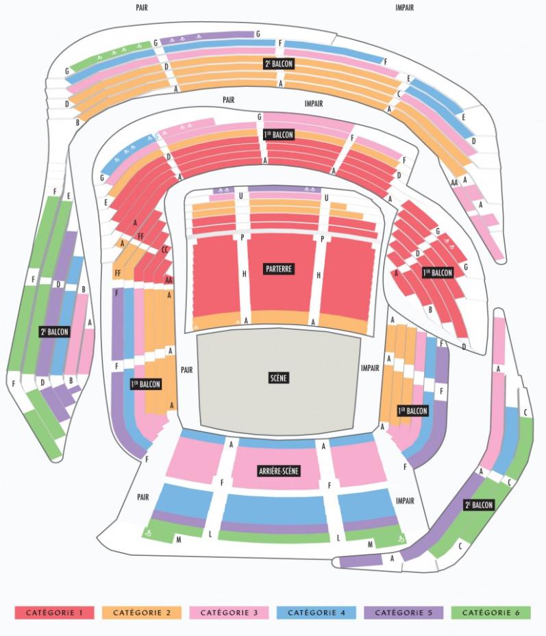 Plan de la Grande salle Pierre Boulez en configuration symphonique