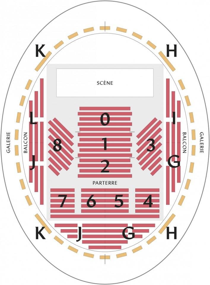 Plan de la Salle des concerts en configuration assise